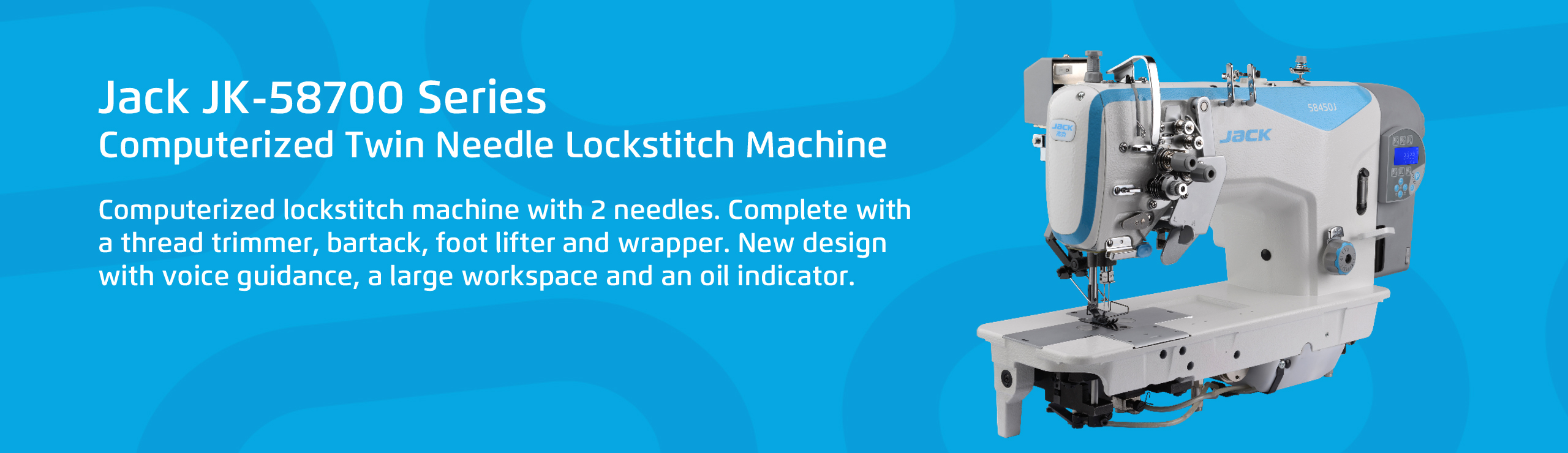 Jack JK-58750B-005C - Computerized Twin Needle Lockstitch Machine
